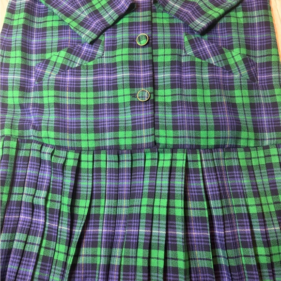 Plaid Green and Blue Women's Dress size 16 vintage whimsical grandma core plaid - Picture 6 of 9
